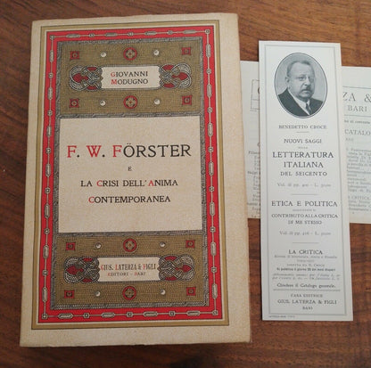 FORSTER E LA CRISI DELL'ANIMA CONTEMPORANEA - G. MODUGNO - LATERZA +segnalibro