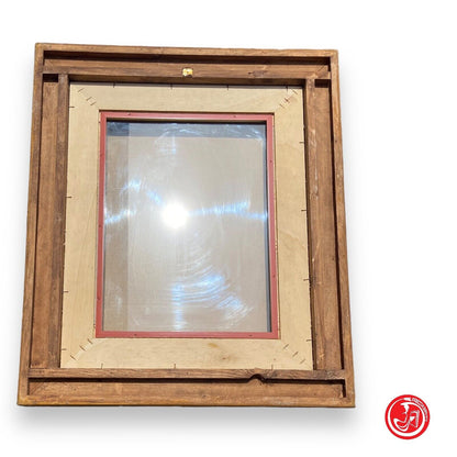 Wooden frame with golden paint and protective glass 30 x 36 cm