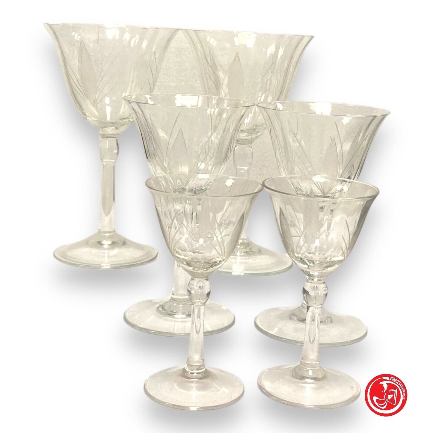 Service pour deux - Verres en cristal des années 1950