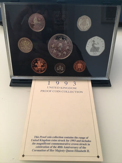 United Kingdom proof coin collection royal Mint 1993, 8 coins