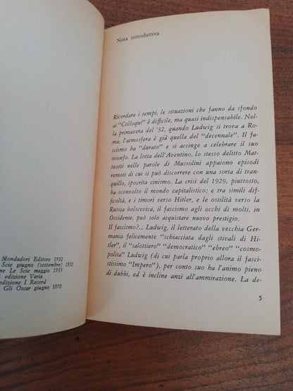 Conversations avec Mussolini, Emil Ludwig, Mondadori, 1970