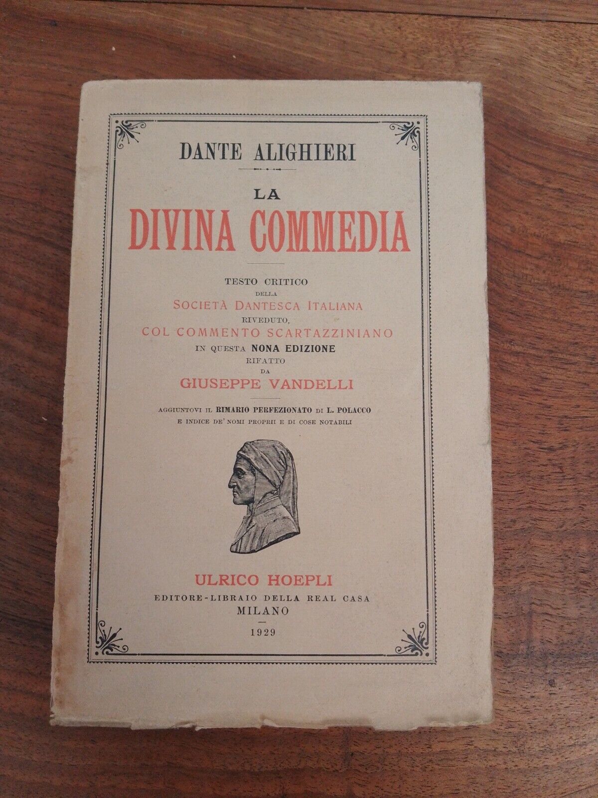 LA DIVINA COMMEDIA, Dante ALIGHIERI,  HOEPLI 1929 raro