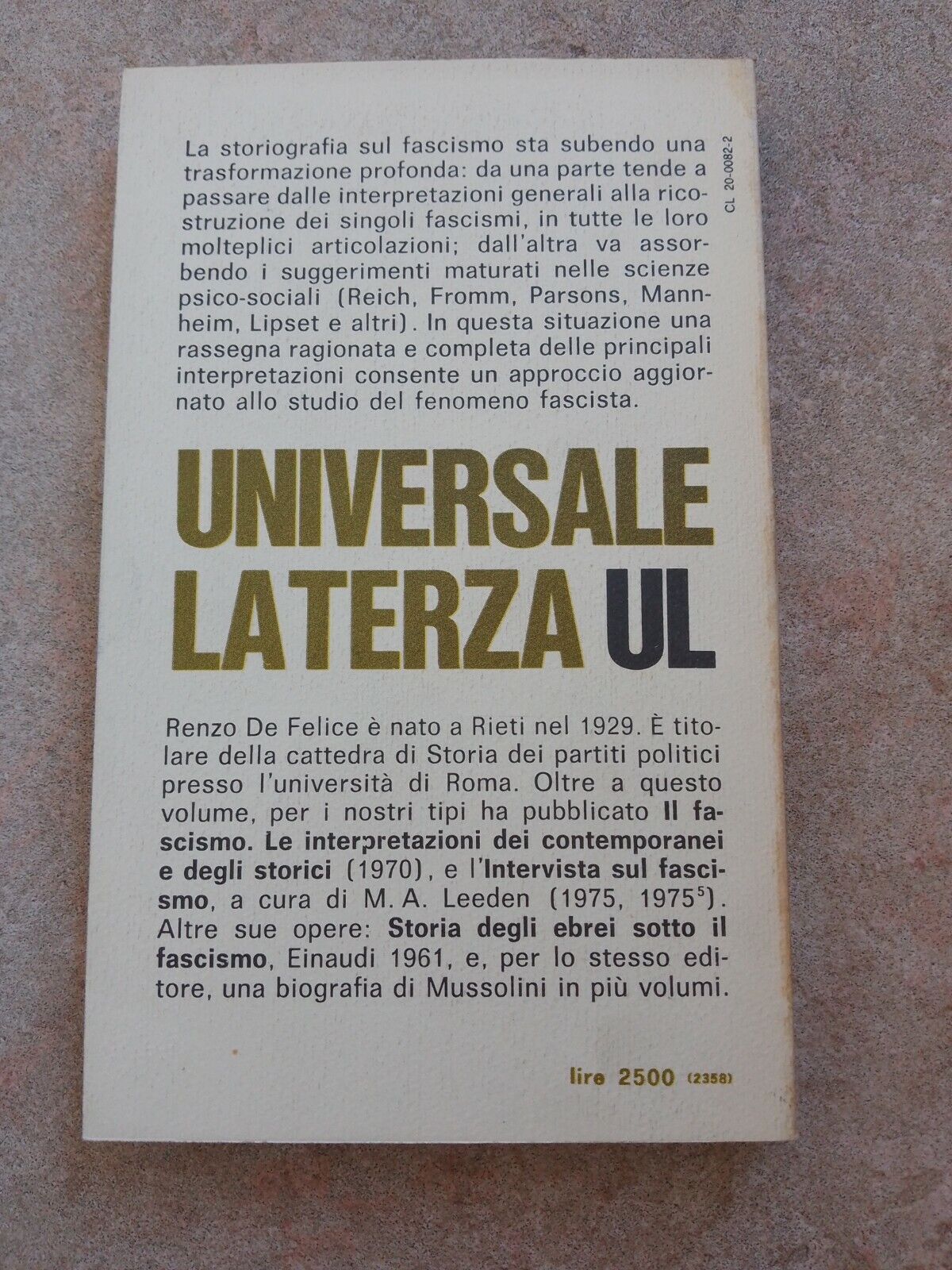 Le Interpretazioni del Fascismo, R.De Felice, Laterza,  1976