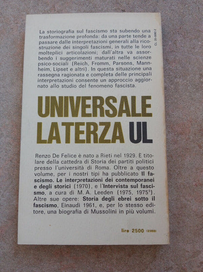 Le Interpretazioni del Fascismo, R.De Felice, Laterza,  1976