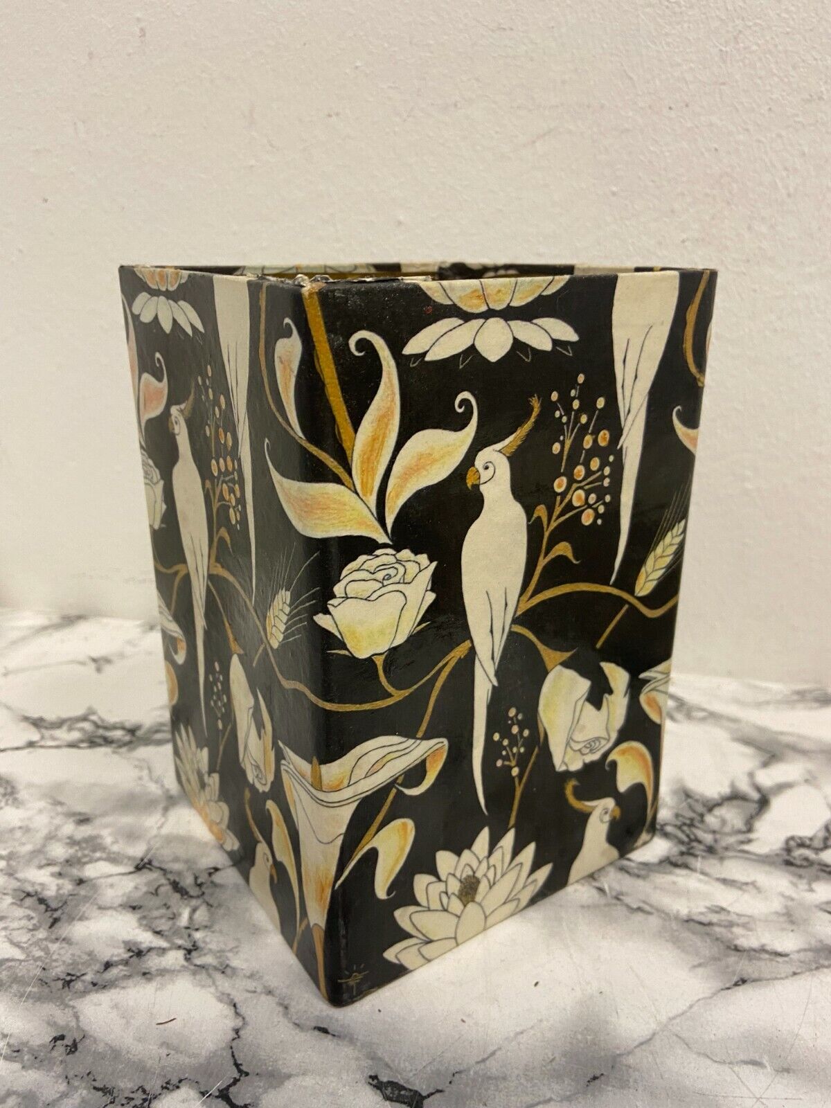 Vaso in vetro con fantasia pappagalli - Decoupage