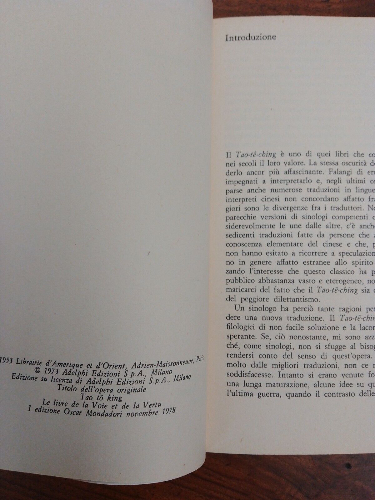 Tao Te Ching, il libro della via e della virtu', Duyvendak, Mondadori 1978