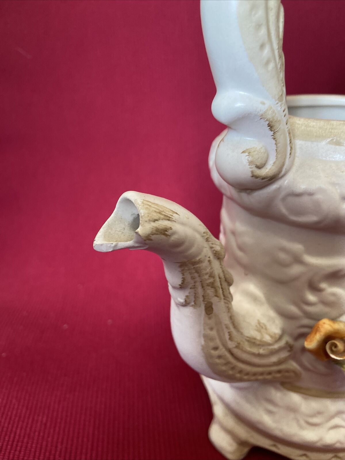 Ancient Capodimonte Teapot - Decorated White Porcelain