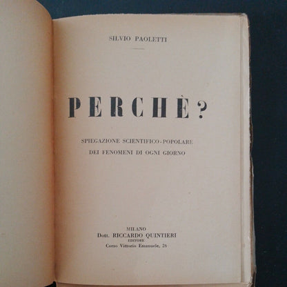 POURQUOI?EXPLICATION SCIENTIFIQUE-POPULAIRE DES PHÉNOMÈNES.., S. Paoletti, 1922