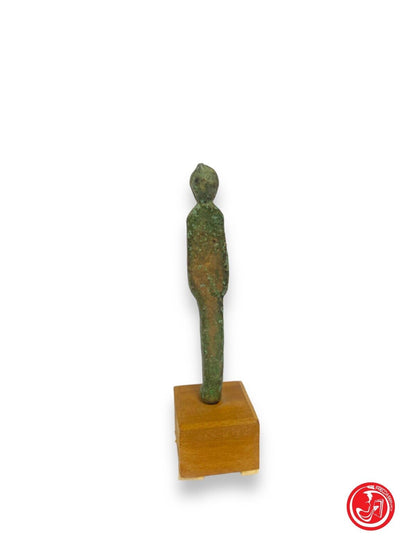 Statuina in bronzo con base in legno