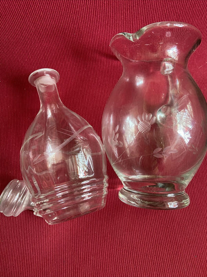 Glass water carafe and wine carafe