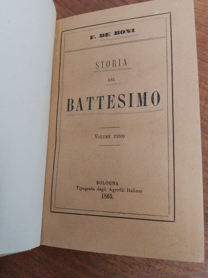 Histoire du baptême, F. De Boni, Volume unique, 1865