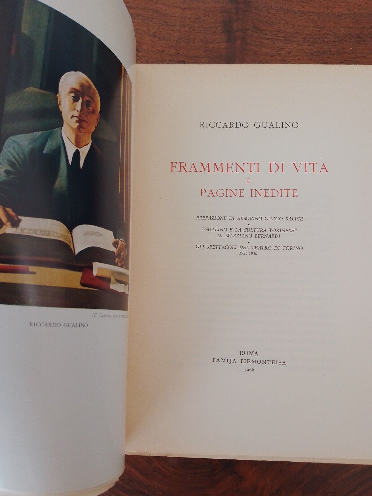 Fragments de vie et pages inédites, Riccardo Gualino, 1966 + articles