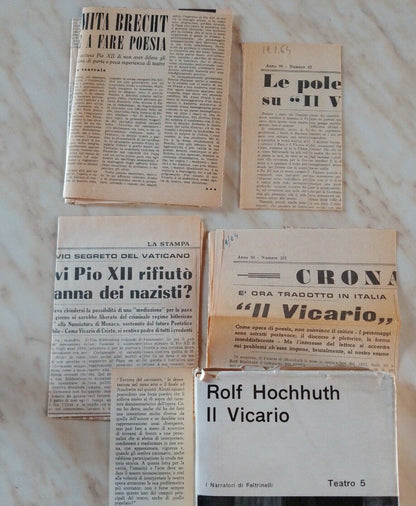 THE VICARIO, theater 5- Rolf Hochhuth - Feltrinelli - 1964 + original articles