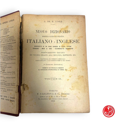 Dizionario delle Lingue italiana - inglese -F. CASANOVA & O., EDITORI 1922