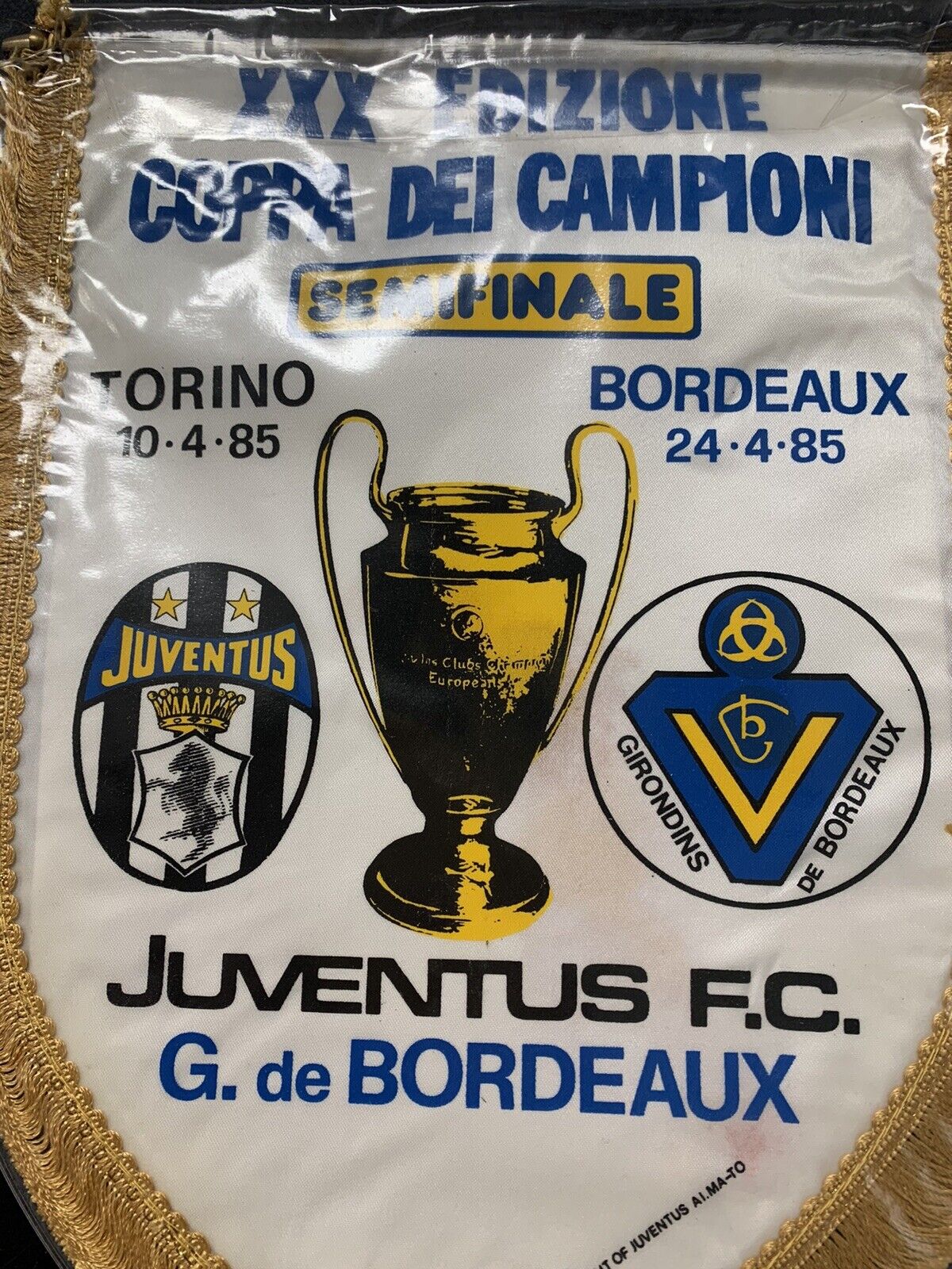 Gagliardetto Juventus - Bordeaux 1985 semifinale Coppa dei campioni