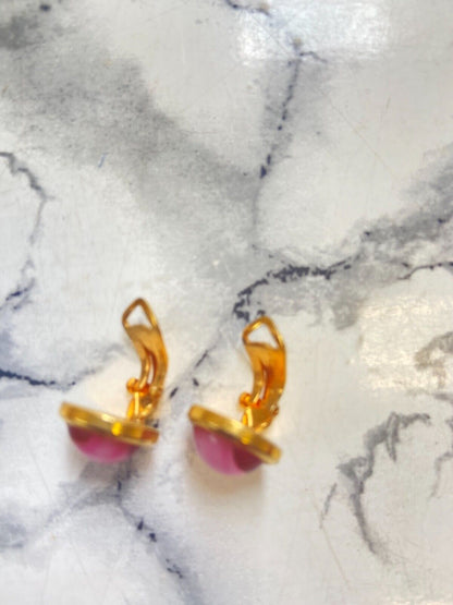 Boucles d'oreilles vintage - pierre rose