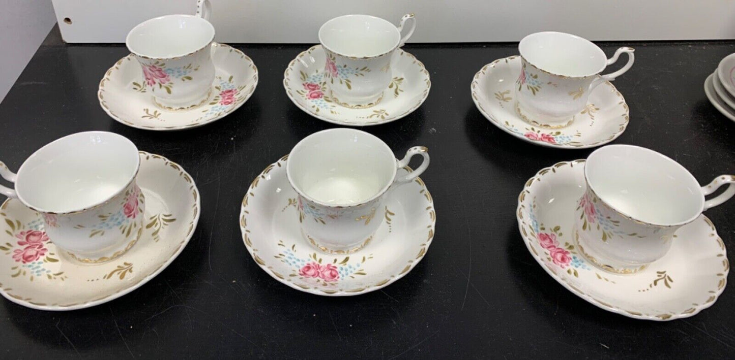 Set of 6 baroque porcelain coffee cups