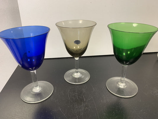 Set de 3 gobelets en verre coloré