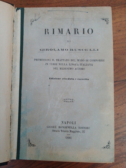 Rimario, par G. Ruscelli, Rondinella Ed. 1881