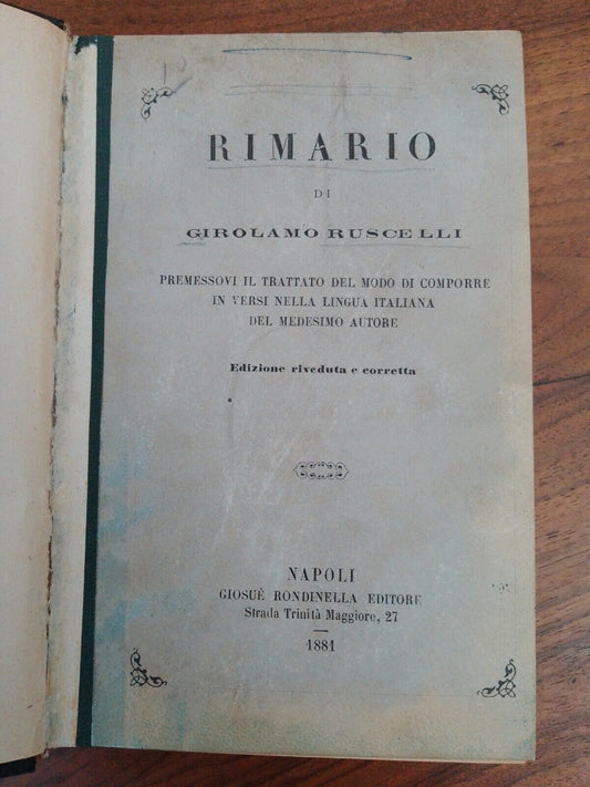 Rimario, by G. Ruscelli, Rondinella Ed. 1881