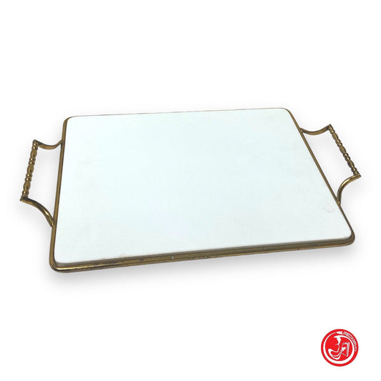 Tray with metal support and glass base