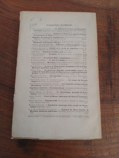 Lettres personnelles des SOUVERAINS à l'EMPEREUR NAPOLÉON Ier, Plon Paris, 1939