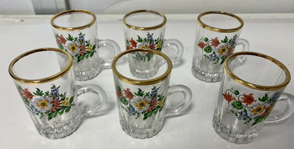 Set of 6 decorated liqueur glasses