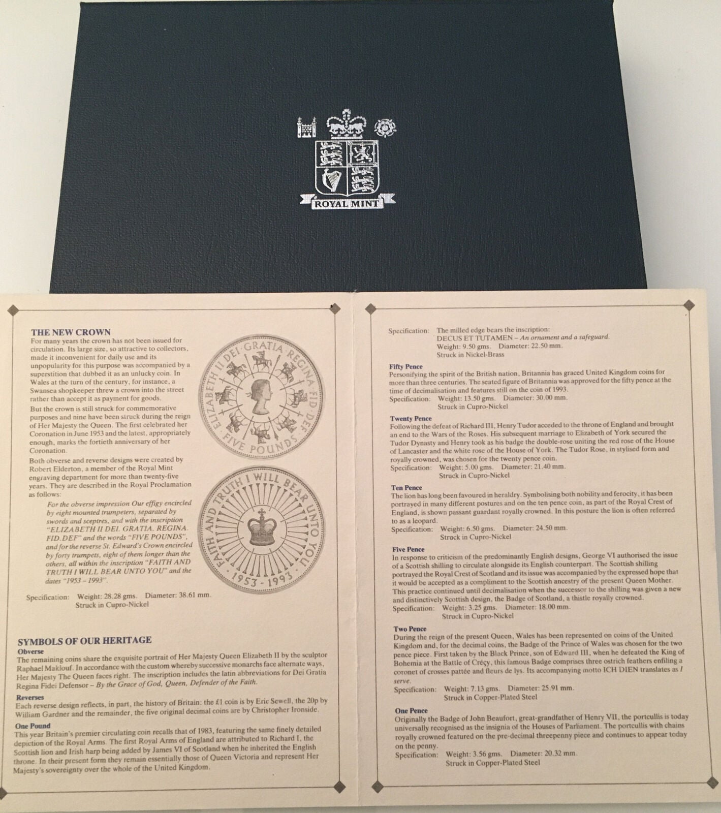 Collection de pièces d'épreuve du Royaume-Uni, Monnaie royale 1993, 8 pièces