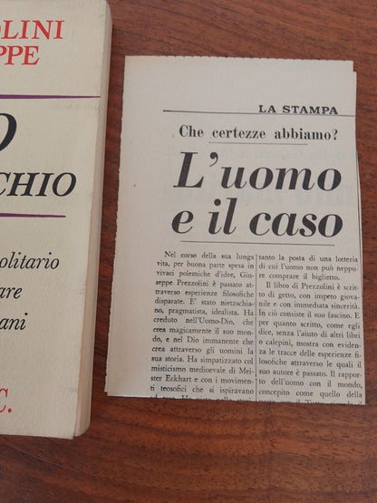 God is a risk, G.Prezzolini, Longanesi, 1969 + article by N. Abbagnano