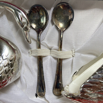 Silver Plated Bugatti Swans + Spoons