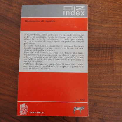 Dizionario di musica - AZ Index N°15 - Zanichelli 1966