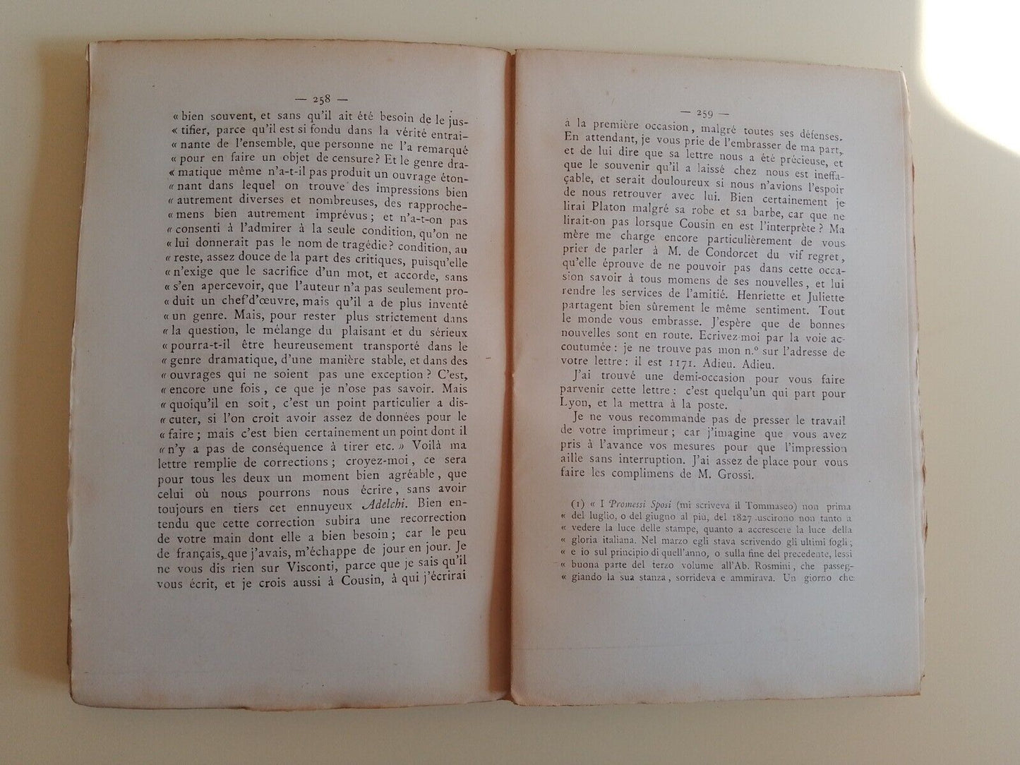 Lettres de A. Manzoni - vol. 1 - G. Sforza - Carrare Ed. 1882