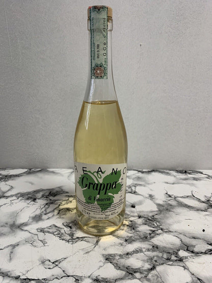 Bottle of Reano pomace Grappa