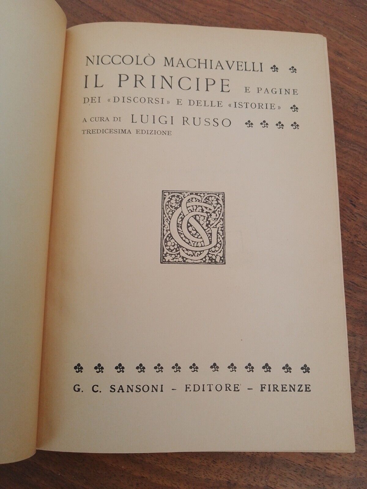 Il Principe, N.Machiavelli, Sansoni 1967