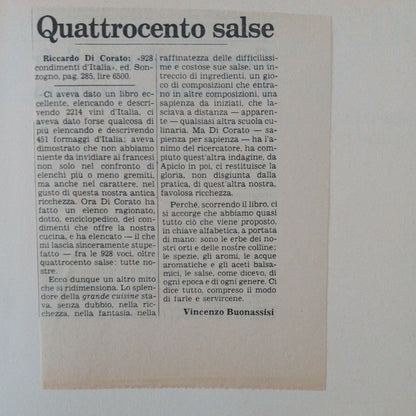 928 CONDIMENTS D'ITALIE, Riccardo Di Corato, SONZOGNO 1978