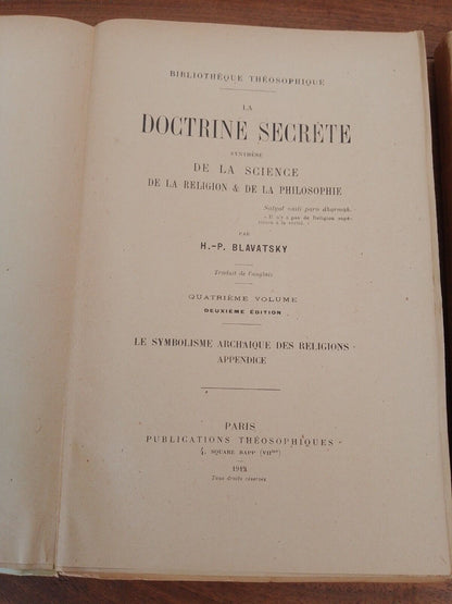 La Doctrine Secrete - le symbolisme... 2 Vol.- H.P. Blavatsky - 1919-25 Raro