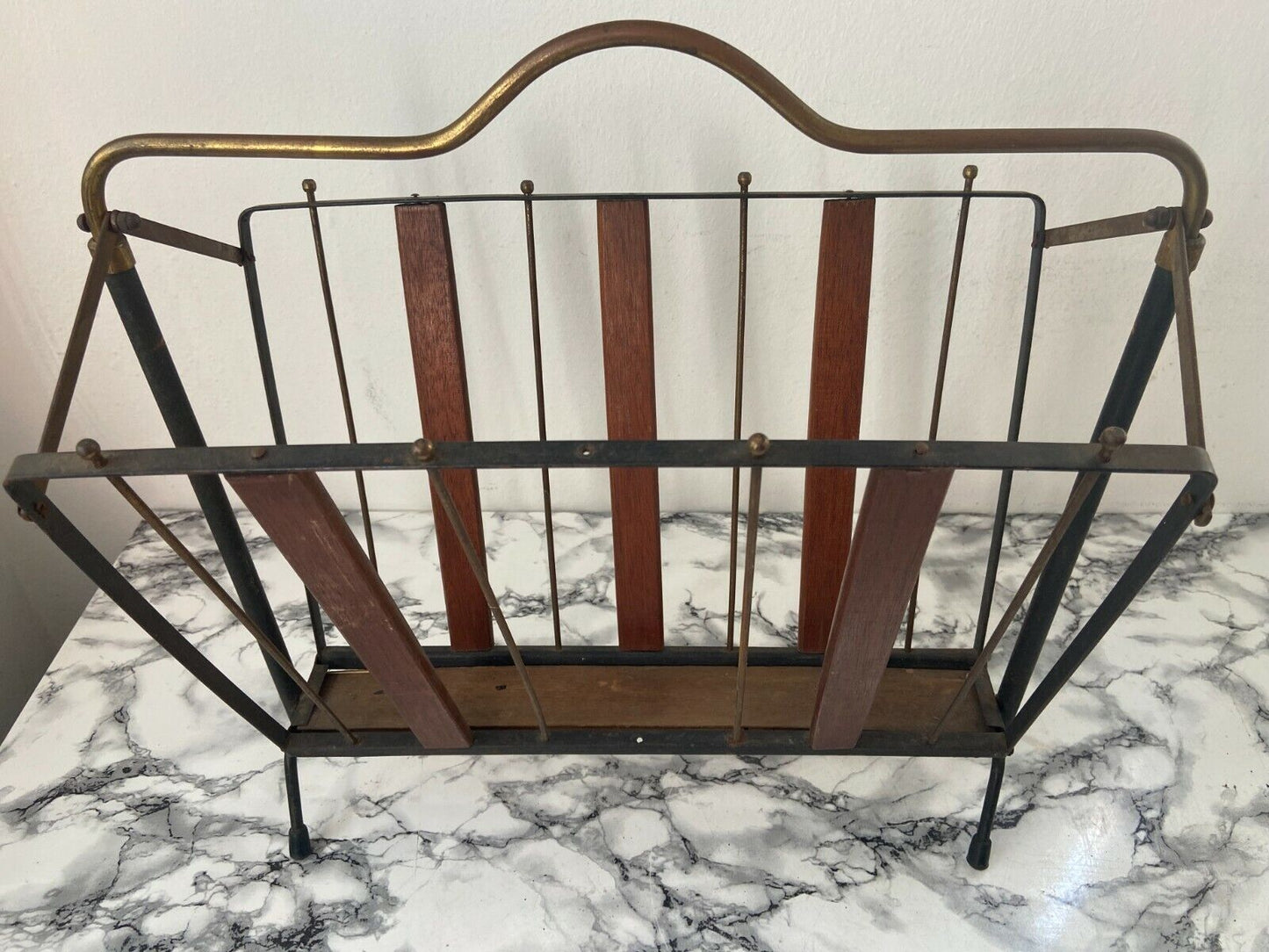 Wood and iron magazine rack