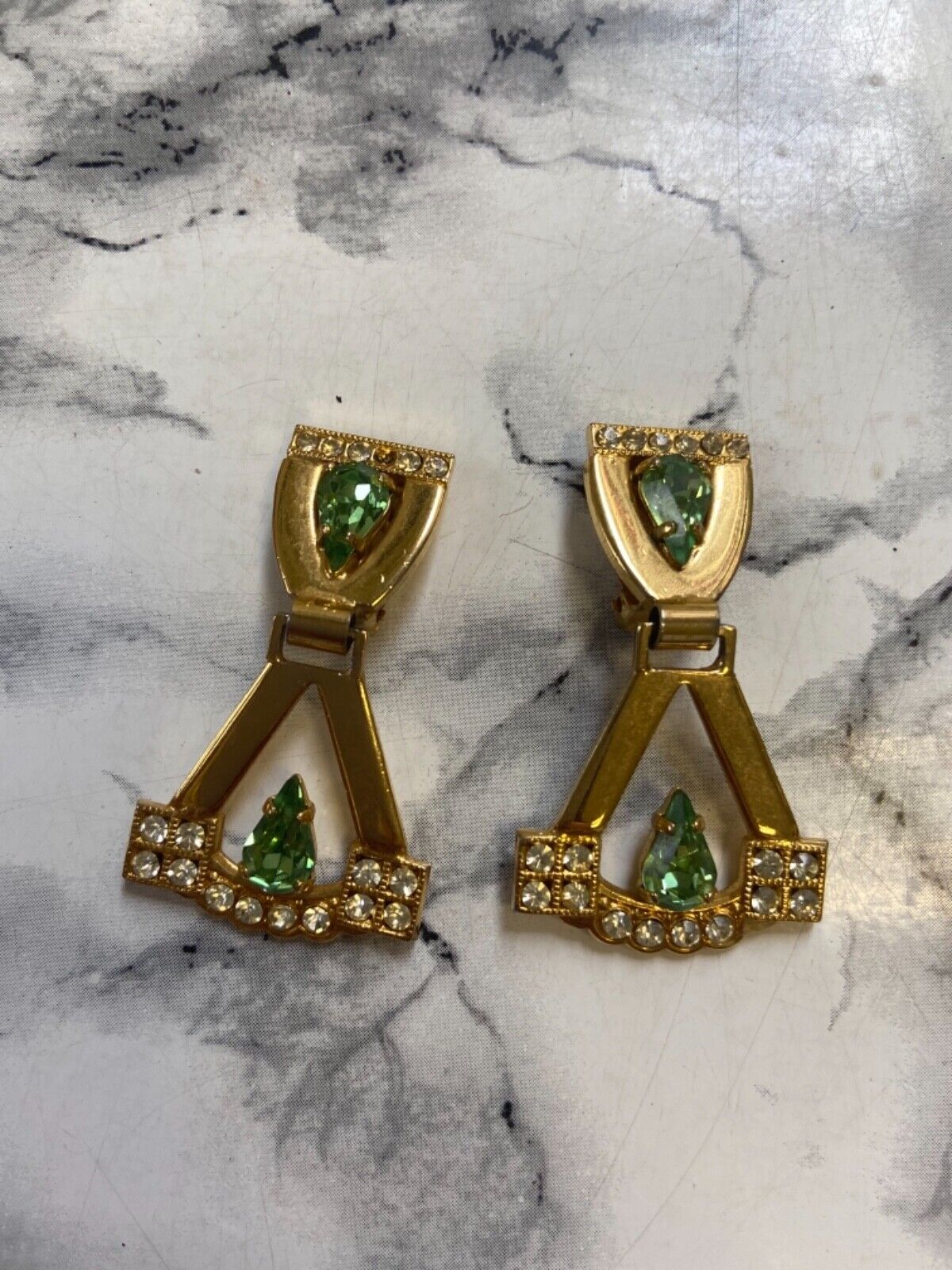 Vintage earrings - golden and green