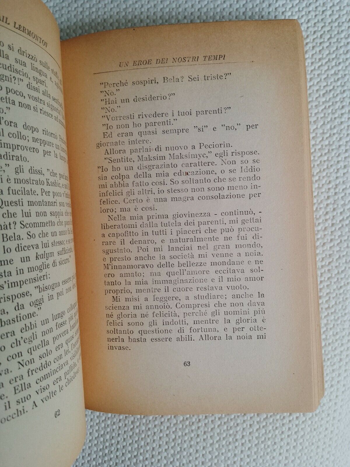 UN HÉROS DE NOTRE TEMPS, Lermontov, BOMPIANI 1945