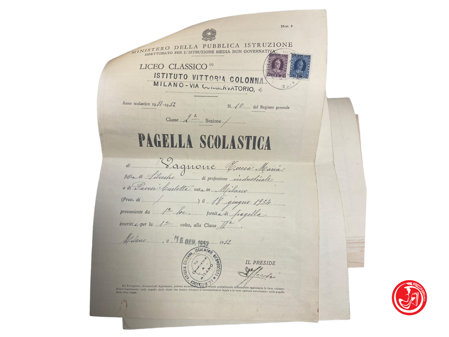 Bulletins scolaires anciens datant du milieu du 20e siècle
