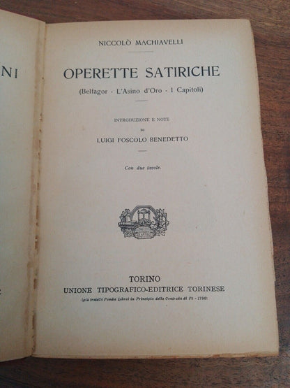 Operette satiriche, Machiavelli, UTET, 1926