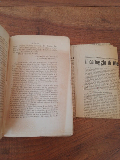 Épistolaire de A.Manzoni, G. Sforza, Volume Deuxième, Carrara Ed., 1883+ article