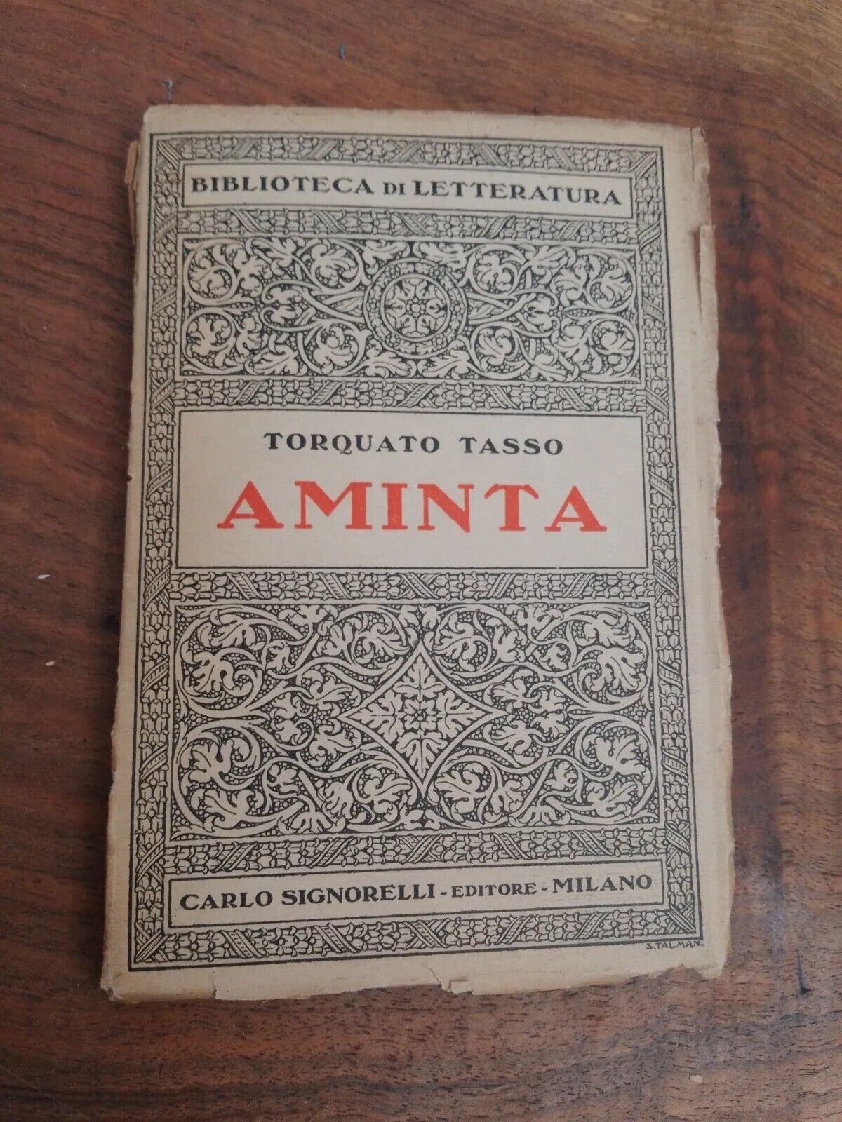 AMINTA - T. Tasso - BIBLIOTHÈQUE DE LITTERATURE-éd. SIGNORELLI 1928