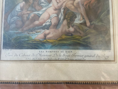 Gravure originale « Les Nimphes Au Bain » - F. Boucher Del. - Sculpture J. Ouvrier.