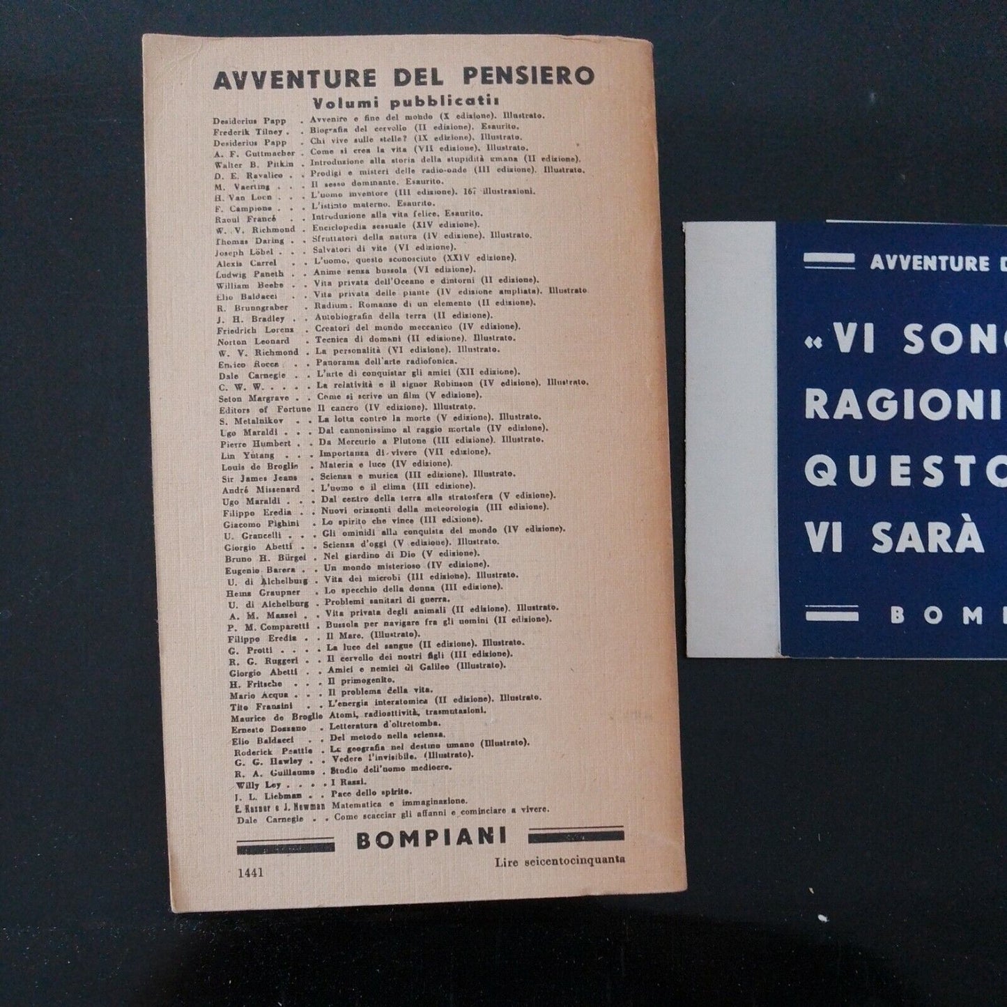 Comment chasser les soucis et commencer à vivre, Dale Carnegie, Bompiani 1949