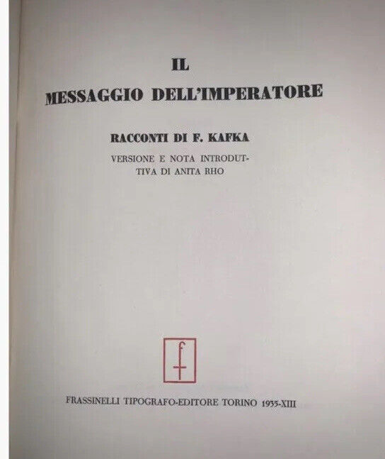 The Emperor's Message by Kafka 1st Edition 1935 Rare