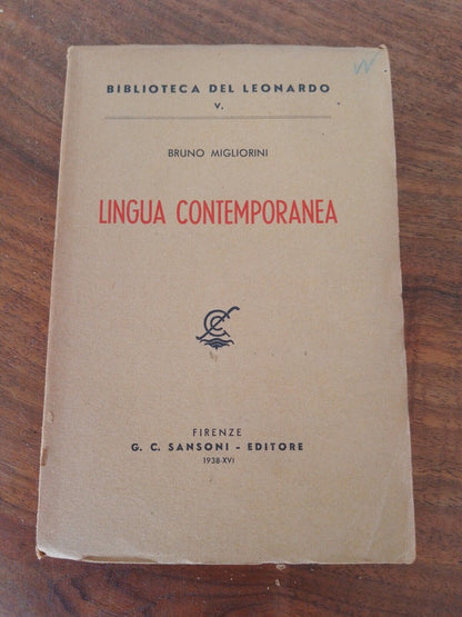 Contemporary Language, B. Migliorini, Sansoni, 1938