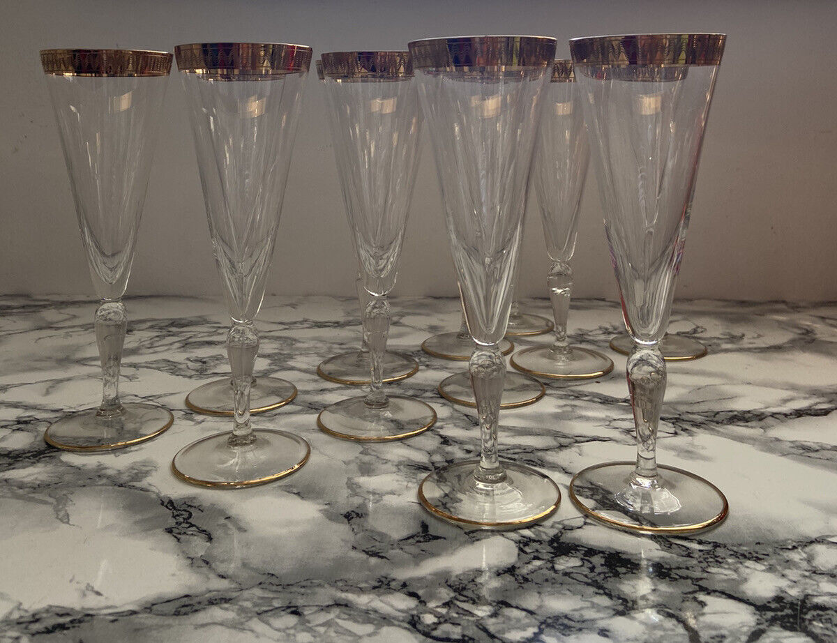 Set of 12 24 Kt Flûte Glasses with Guarantee Certificate