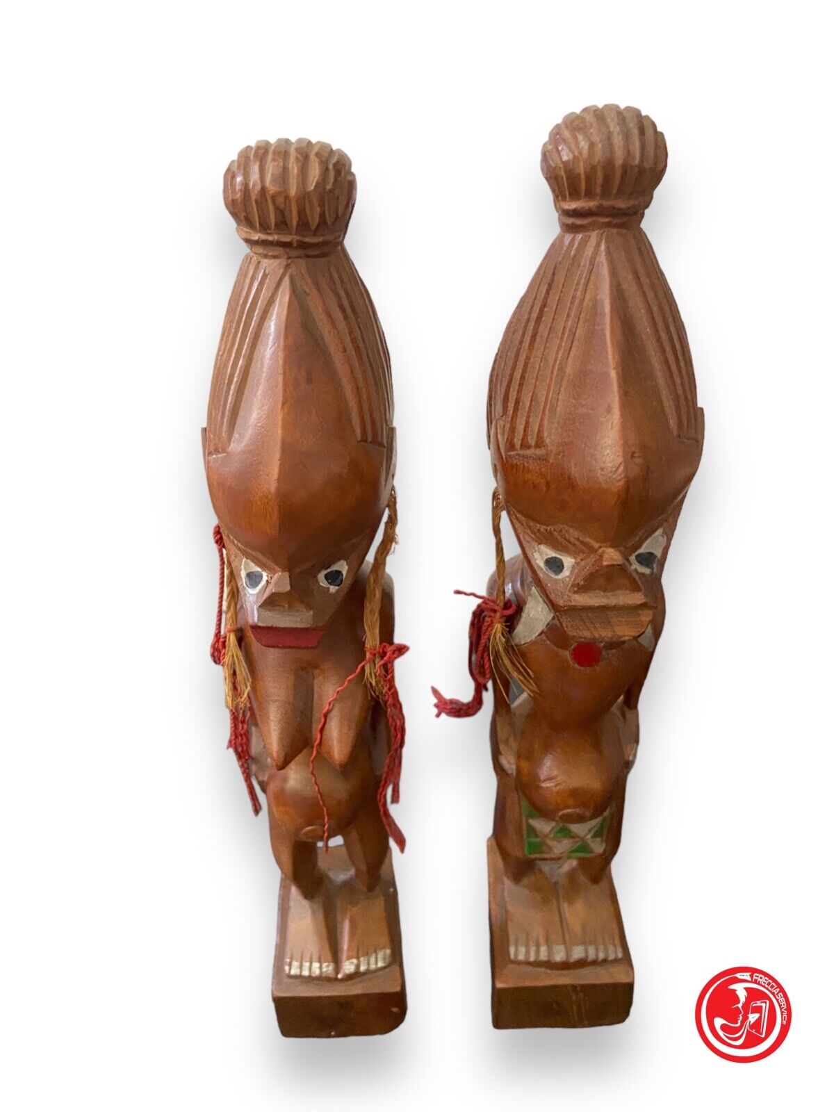 Coppia di statue in legno - produzione artigianale etnica