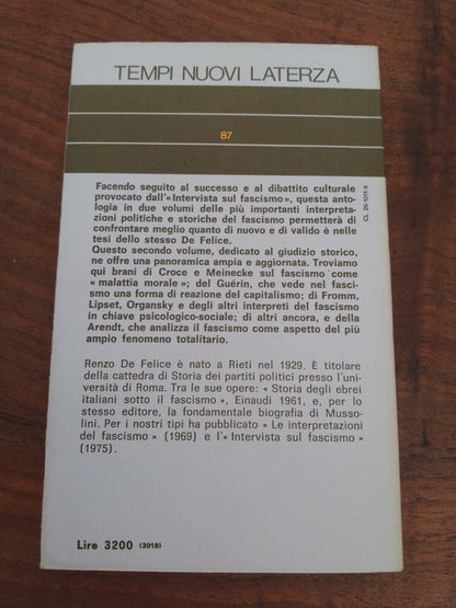 Anthology on fascism, historical judgment - De Felice - Laterza 1976